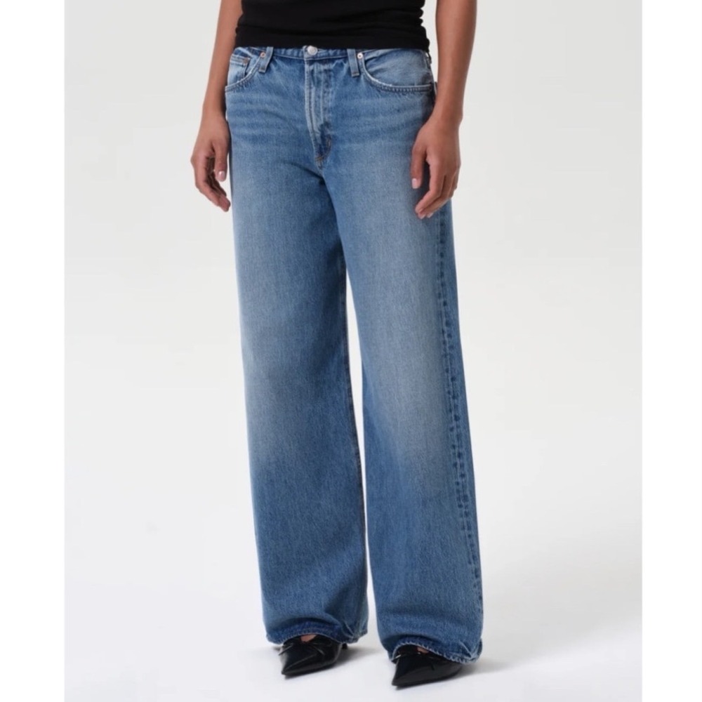 NWT Agolde Keira Wide Leg Jeans Downtown Medium Wash 27 Baggy Low Slung Denim